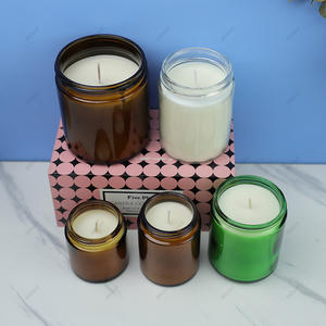 Eco-Friendly Soy Wax Round Glass Candle Jar Amber Green Jar with Box