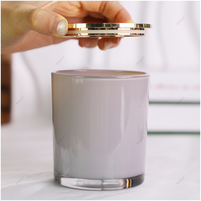 Luxury Custom Color 8oz 10oz Glass Candle Jar With Zinc Alloy Lid