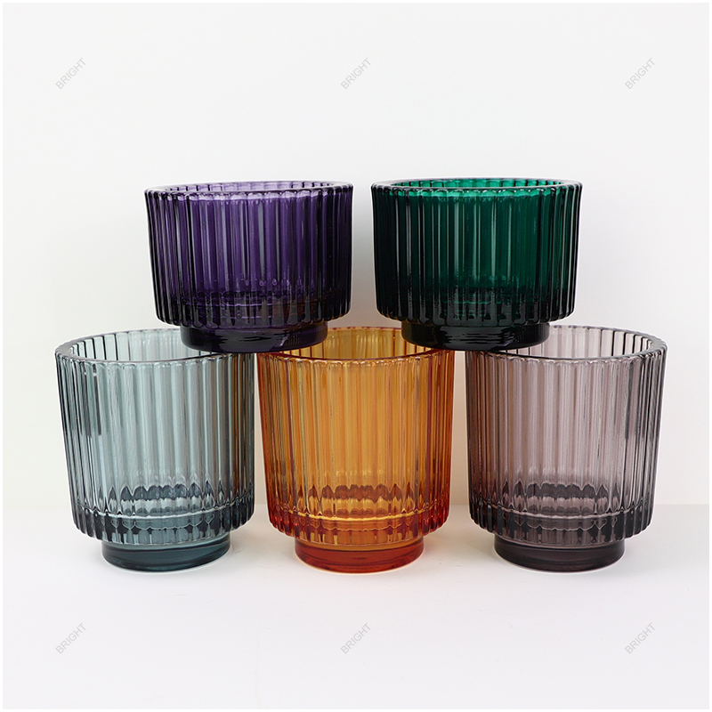 More Style High Kick Stripe Glass Candle Jar Custom Logo For Candle Making