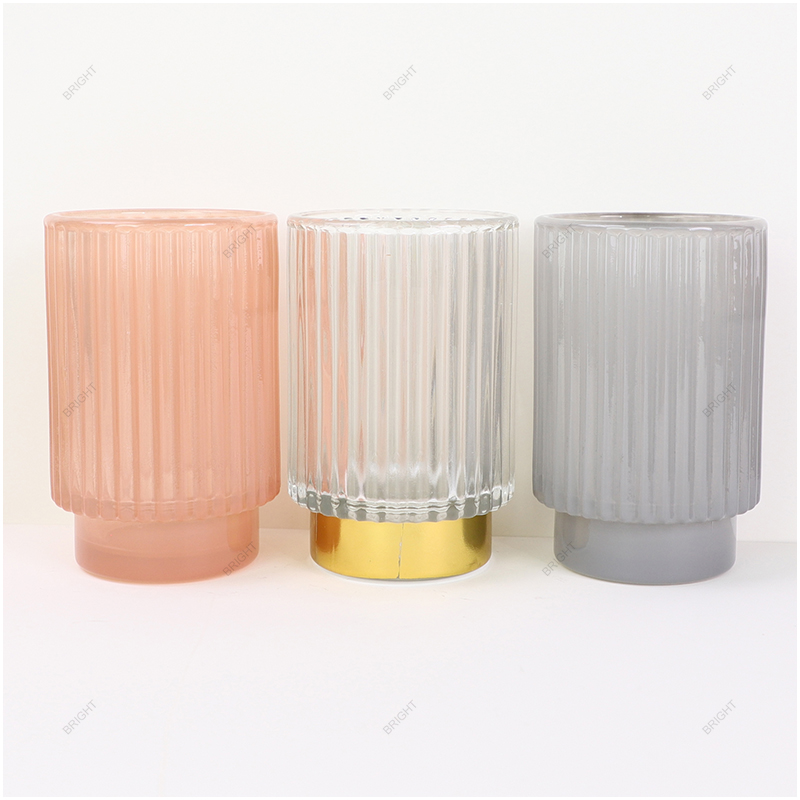 New Style Goblet Stripe Glass Candle Jar Custom Box For Candle Making