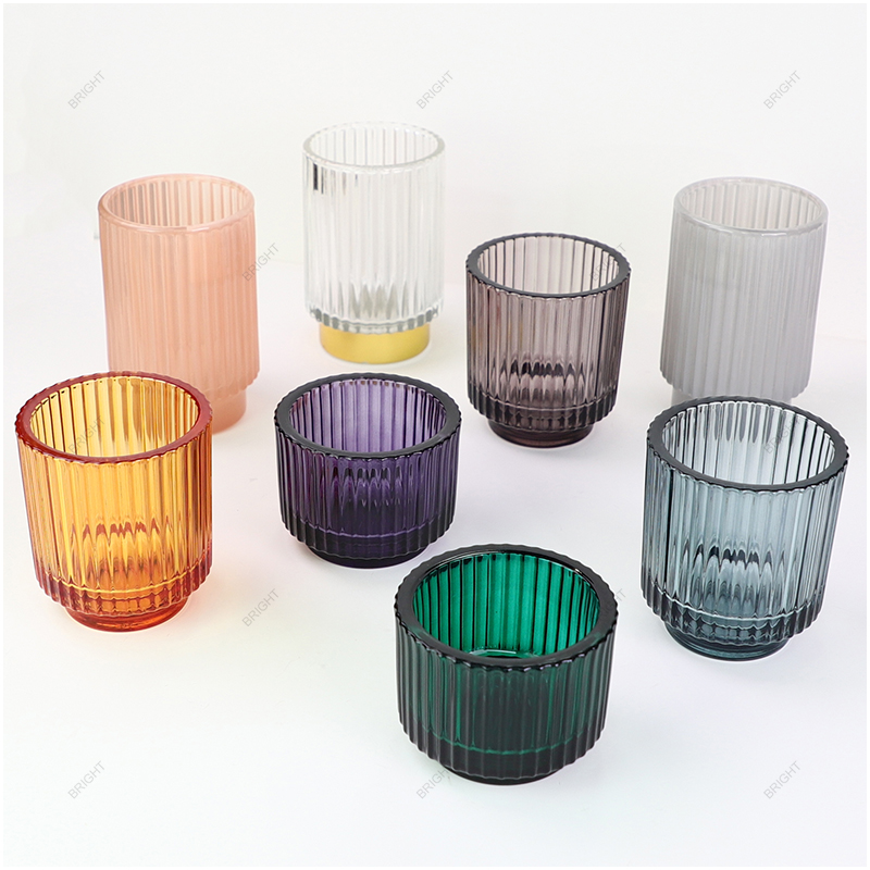 More Style Goblet Stripe Glass Candle Jar Custom Box For Candle Making