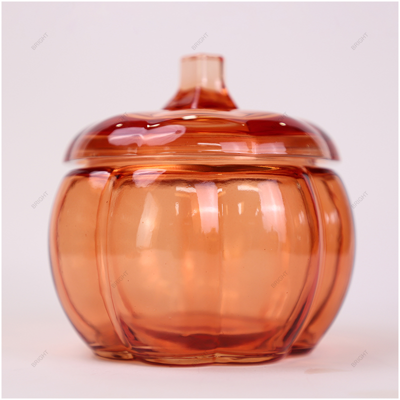 Hot Sale Orange Pumpkin Candle Jar with Lid for Candle Making