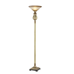  Champagne Gold Poly Resin Torchiere Floor Lamp