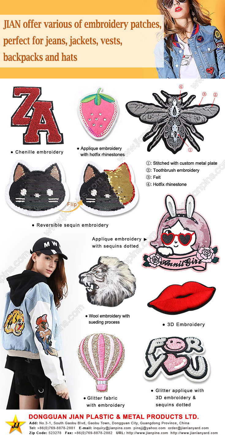 Custom Chenille embroidery patch sequin embroidery patches