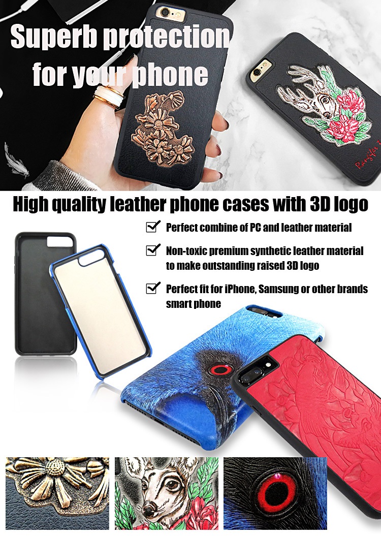 Superb Phone Protection - Casing Ponsel Kulit dengan Logo 3D