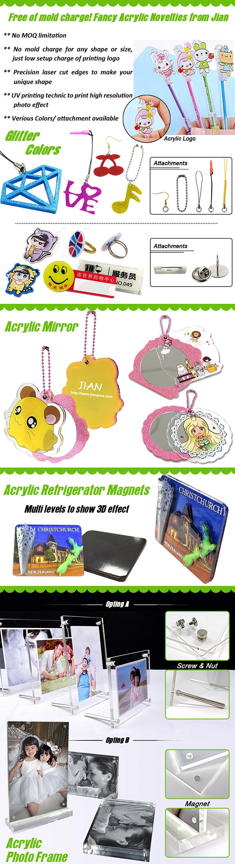 Acrylic Ornaments, Keychains, Magnets & Tags from JIAN