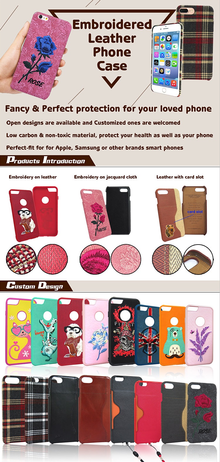 Fancy Embroidered Leather Cell Phone Cases