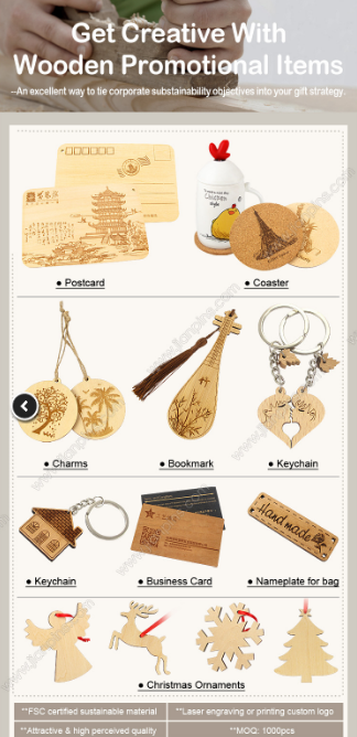  FSC certified hand-crafted Wooden Promotional Items 