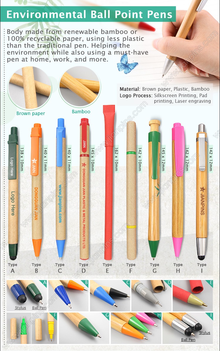 Eco-Friendly Ball Point Pens Pulpen Ramah Lingkungan