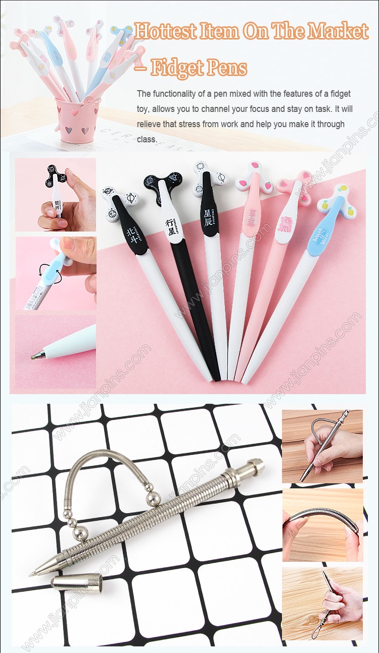 Novelty fidget pens fidget spinner pens fidget ball point pens