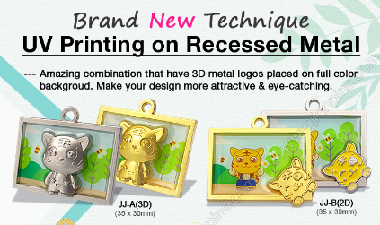 UV Printing Metal Charms Keychains printing on recessed metal