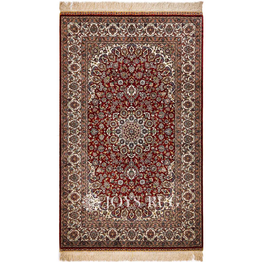 Persian Rugs Red ZR-3A Isfahan Design Luxury Silk Carpet 3x5