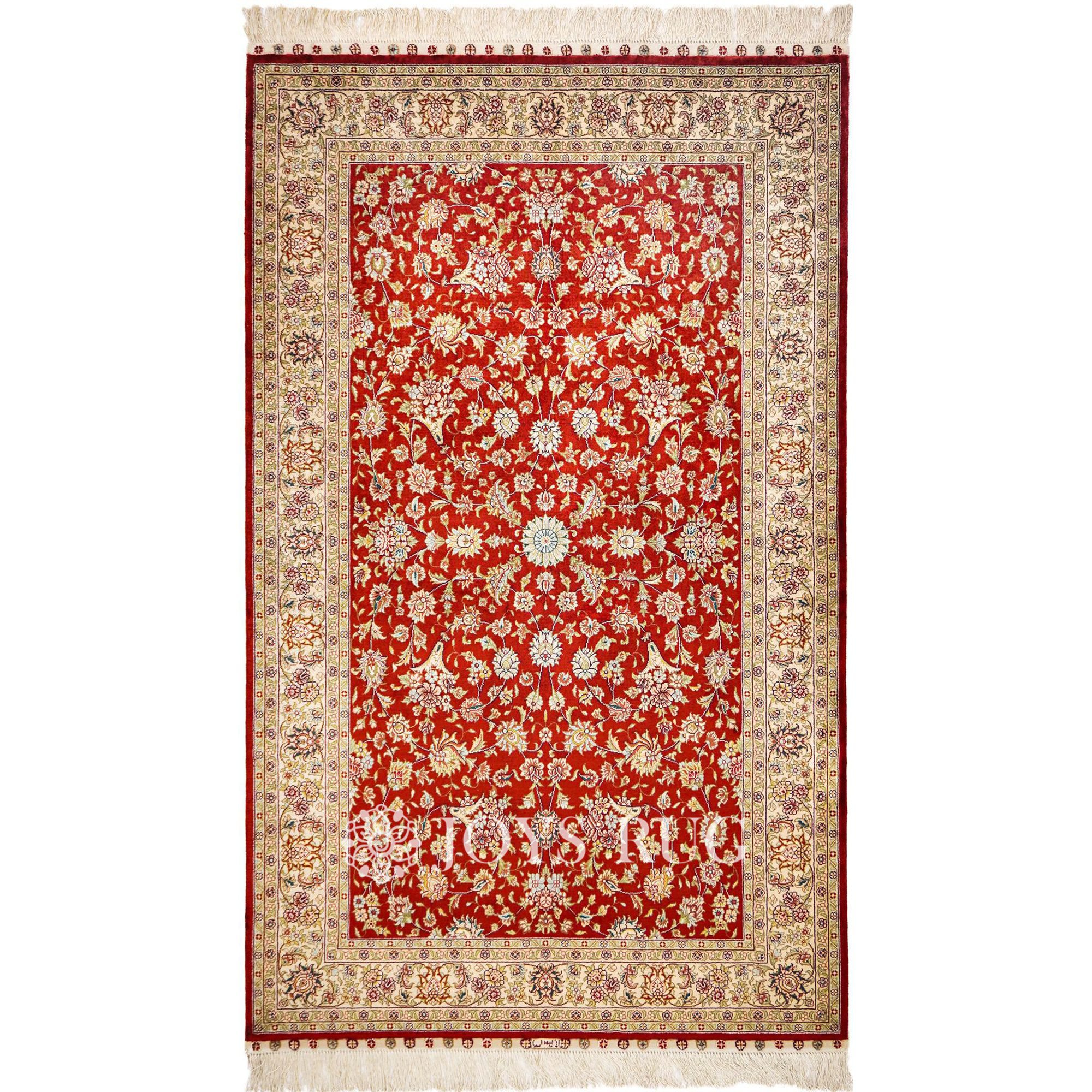 Tabriz Rug ZT-977B Allover Red Persian Silk Rug Luxury Oriental Carpet