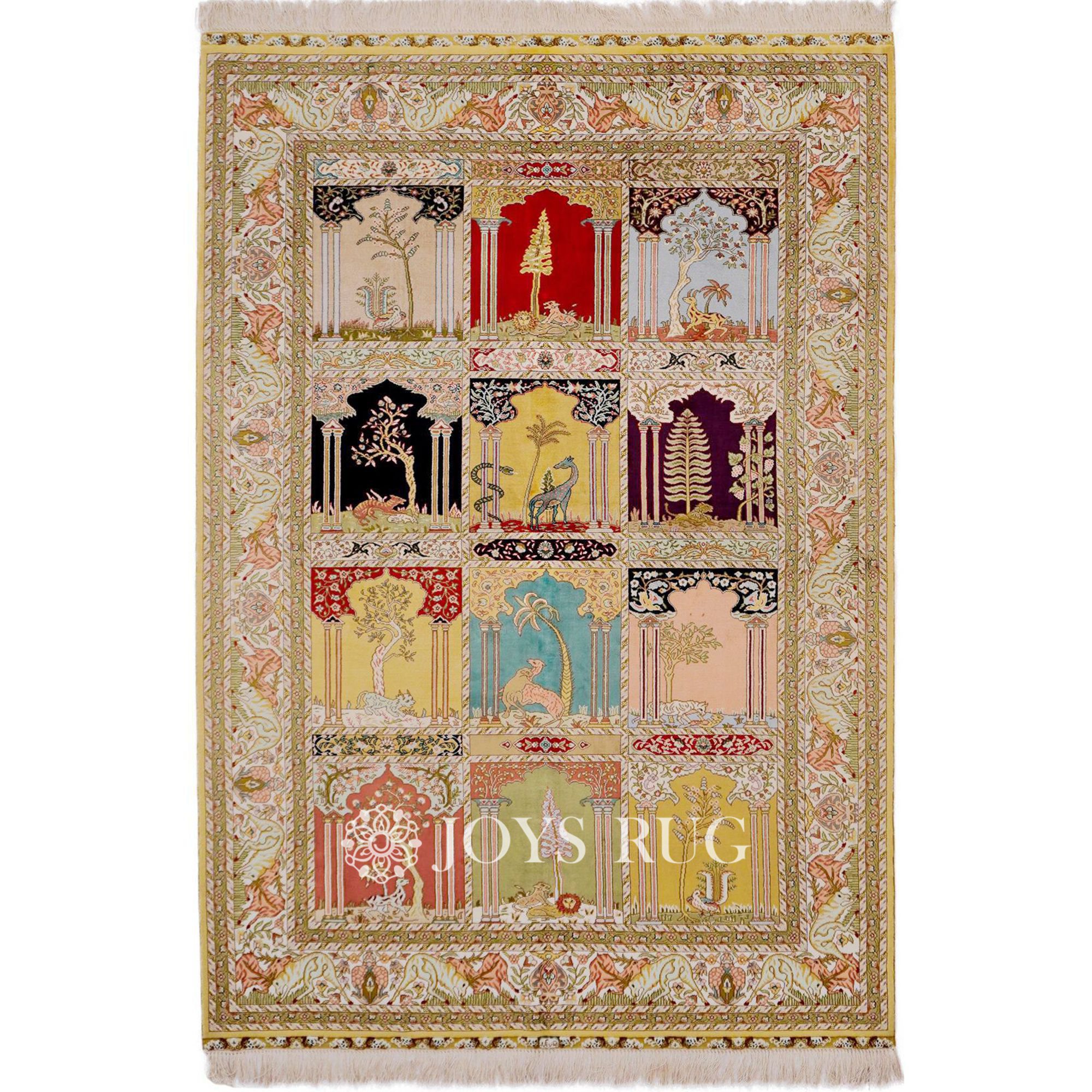 hand knotted silk rugs JST-1208D garden design Persian luxury carpet