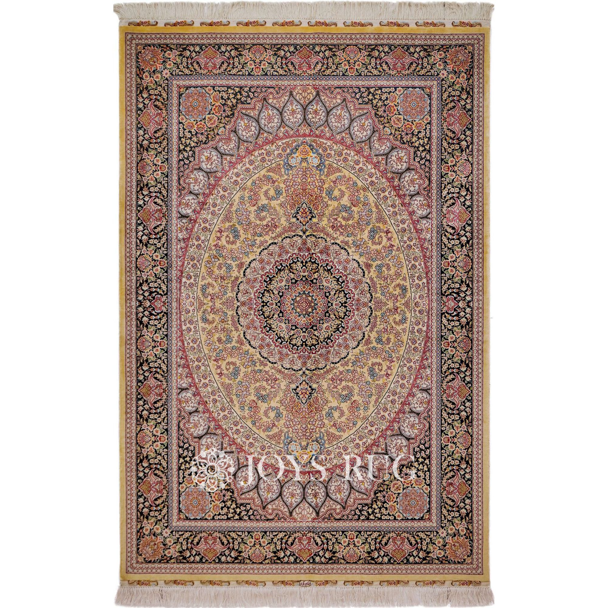 luxury silk carpet JST-13080E vintage oriental Persian qum silk carpet