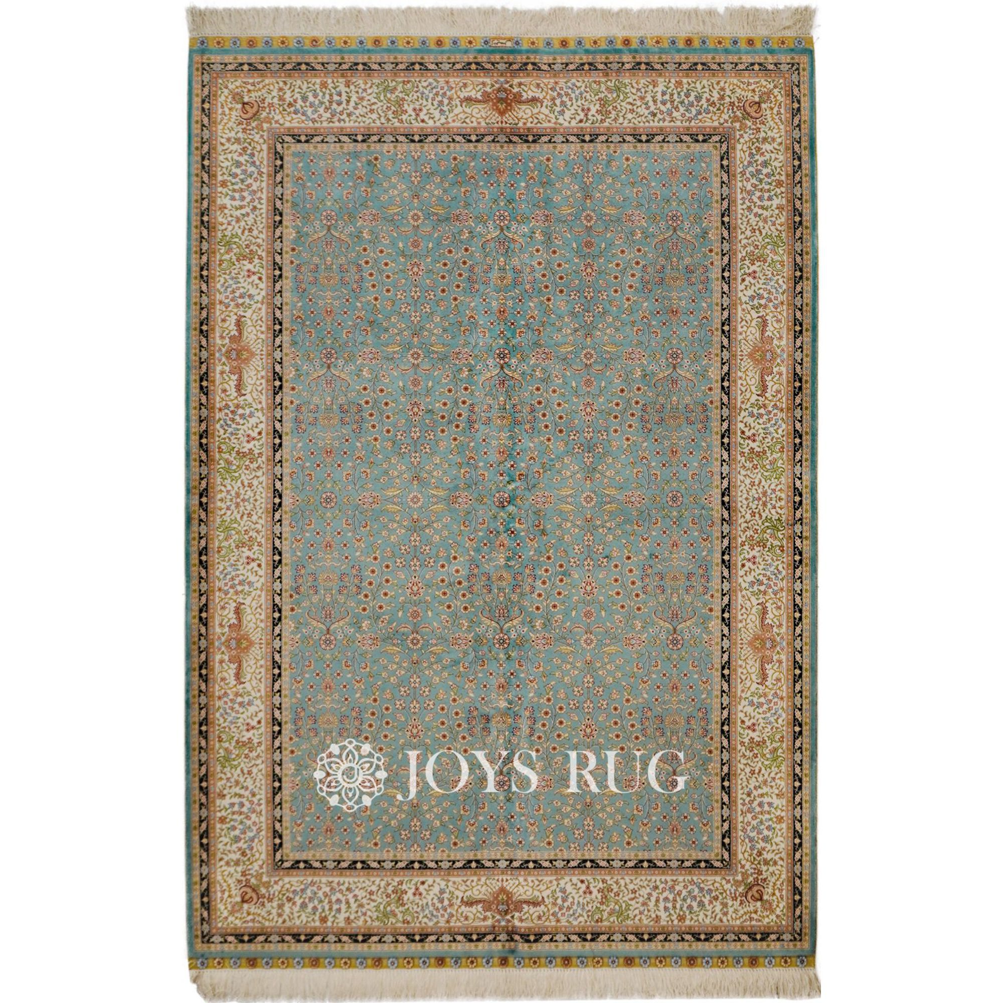 Silk carpets for sale JST-15075D blue Persian high-end silk rugs