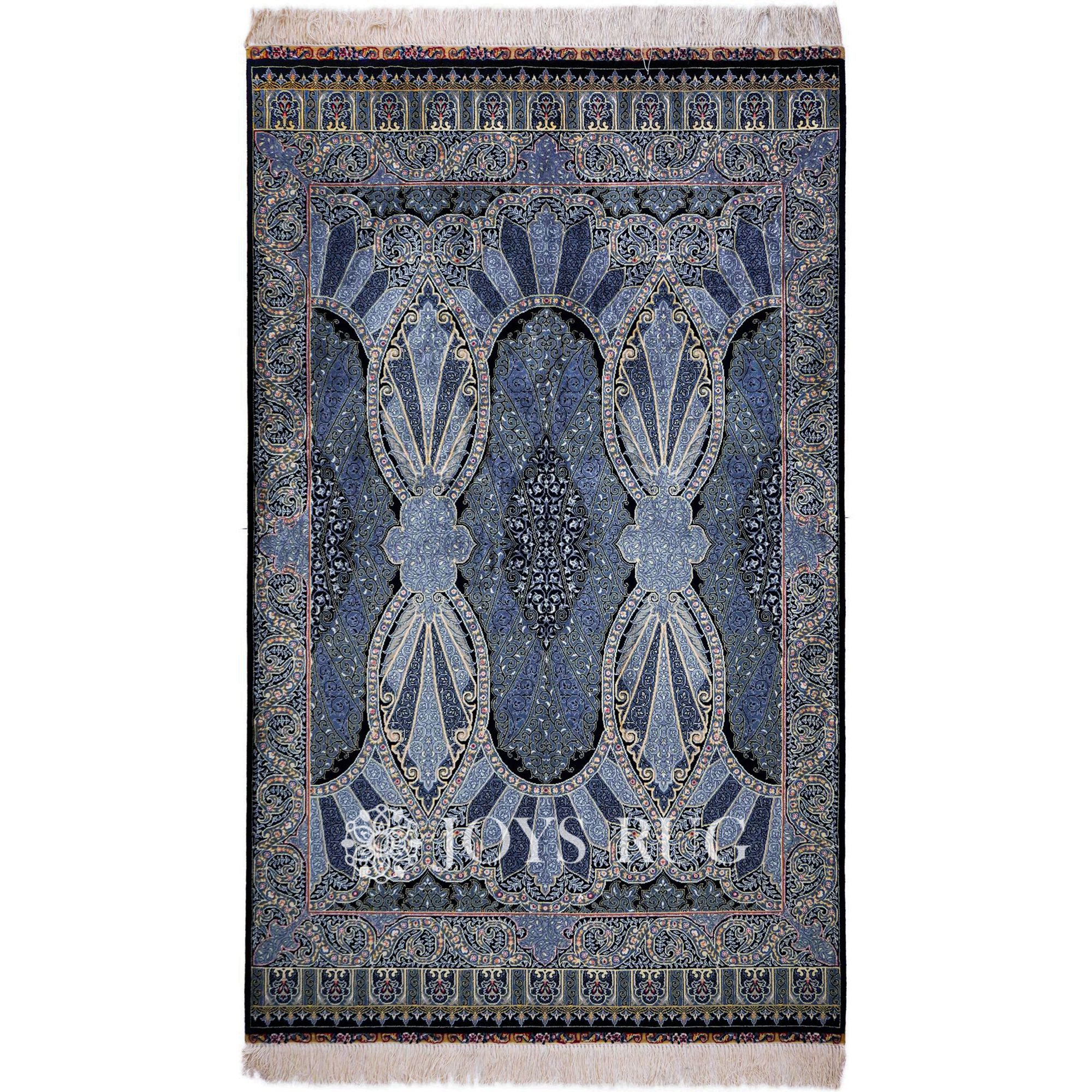 Silk Oriental Rug JST-20001 4x6 Blue Persian Luxury Silk Rug