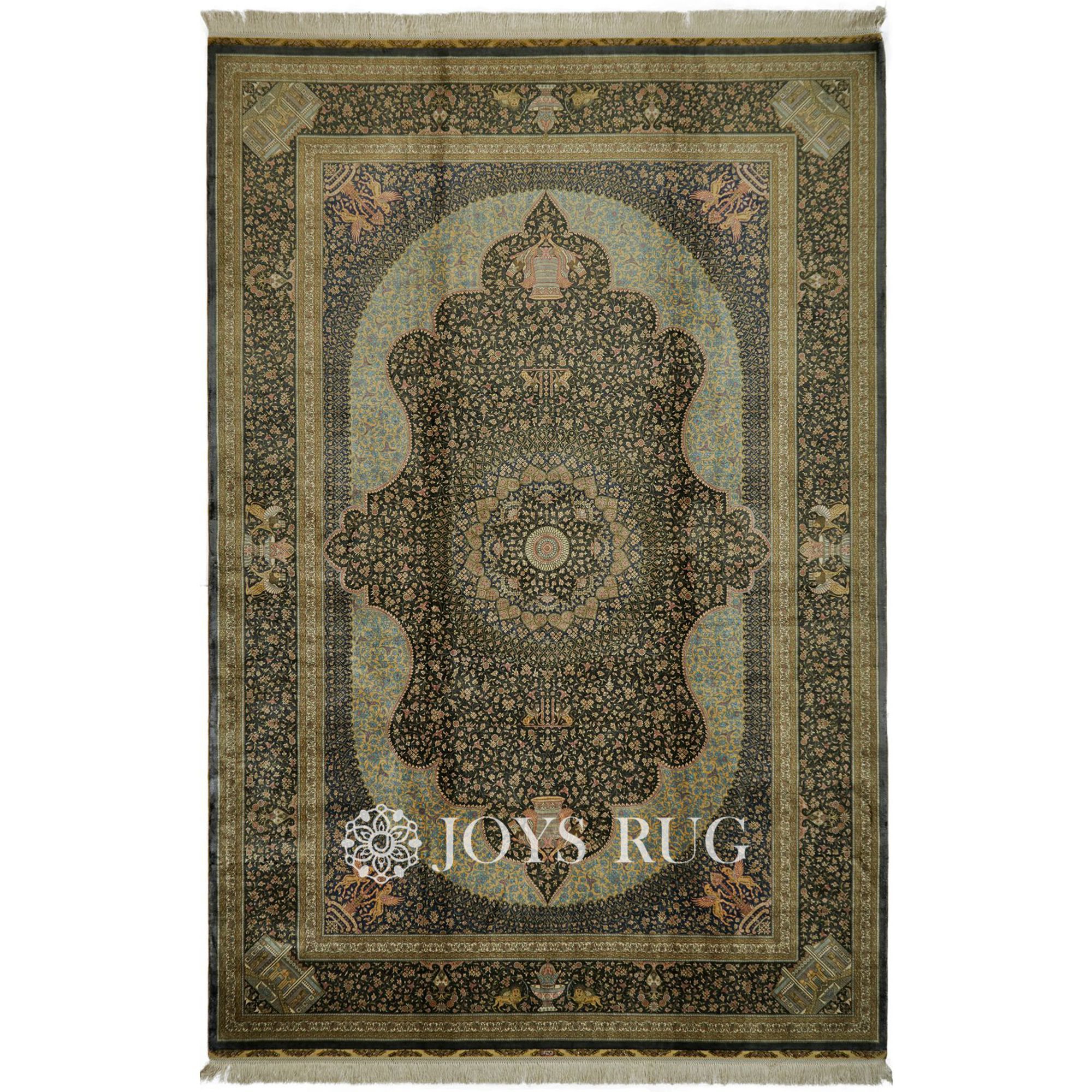 Persian rugs green ST-11041 6x9 1111 kpsi luxury green silk rug