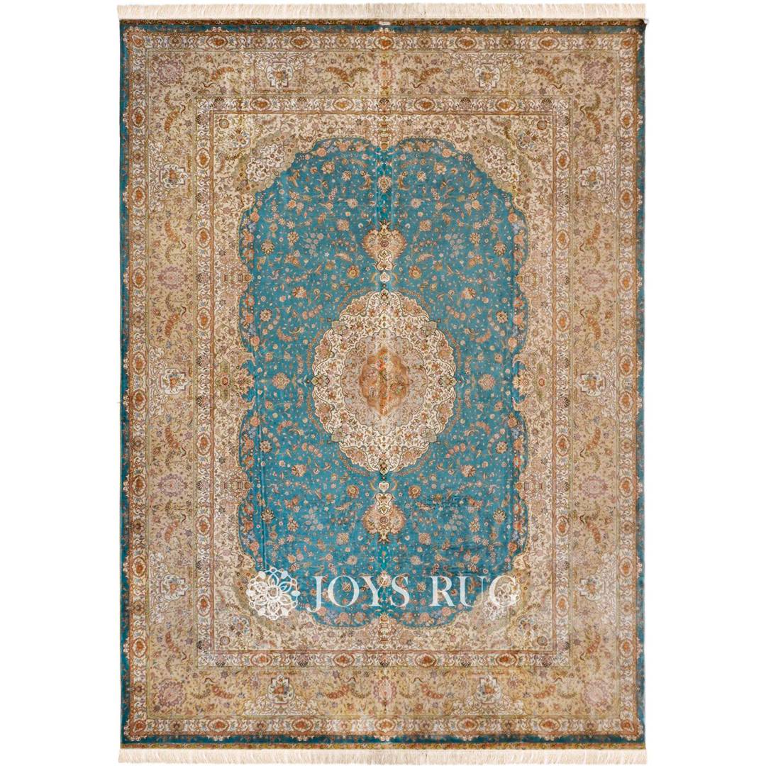 Blue and white Persian rug JST-1102D luxury real silk carpet online