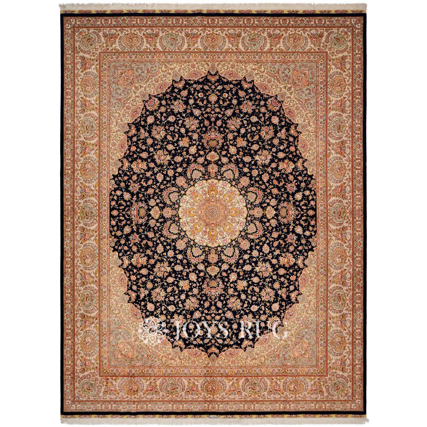 Wool And Silk Rugs SM-1004B 9x12 Luxury Silk On Wool Rug Persian Oriental Carpet