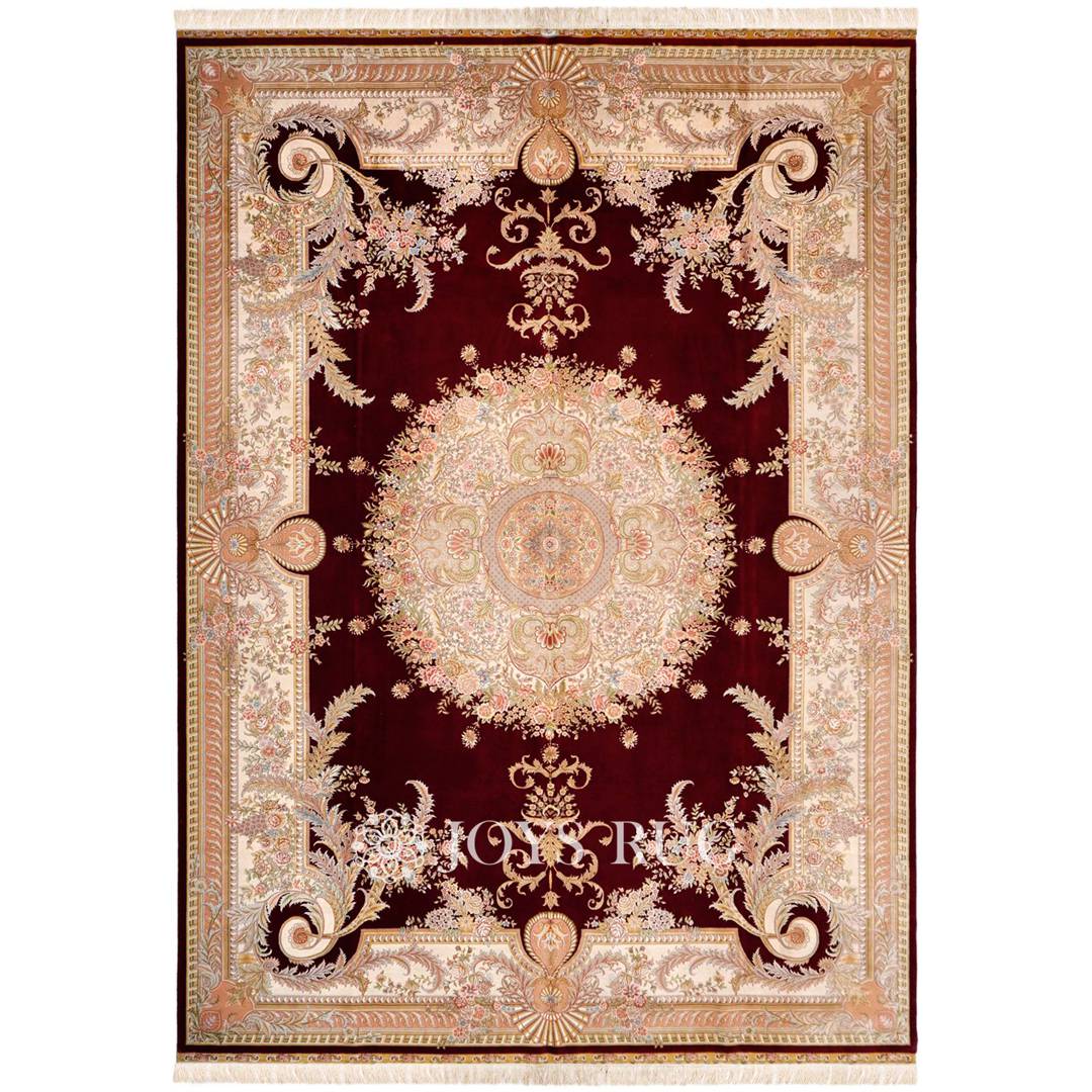 Wool And Silk Carpet SM-13005B 10x14 Luxury Persian Silk Wool Carpet