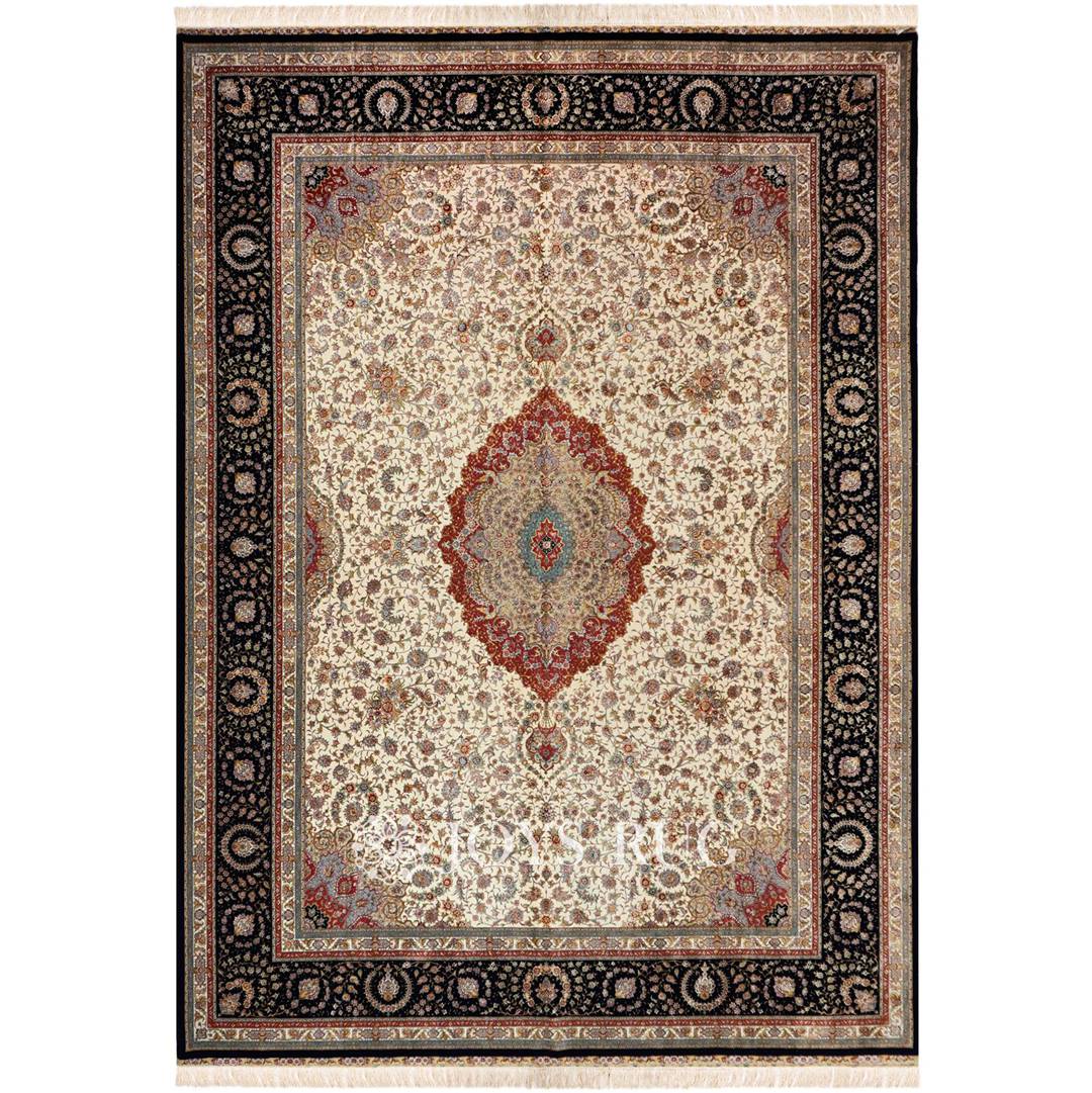 Wool and silk oriental rugs SMST-02062 Persian silk wool luxury rug