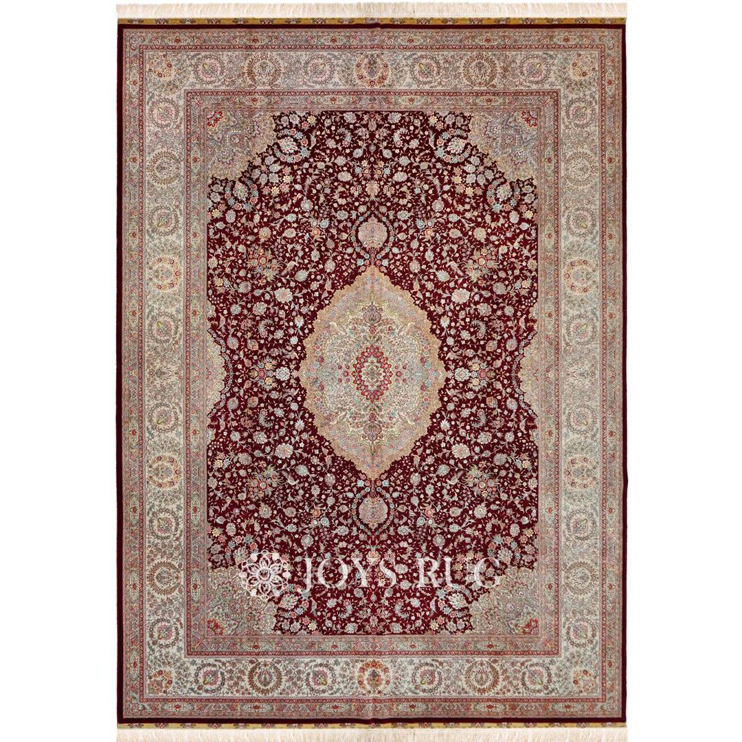 Wool And Silk Persian Rugs SMST-02062B 10x14 Large Silk Wool Carpet