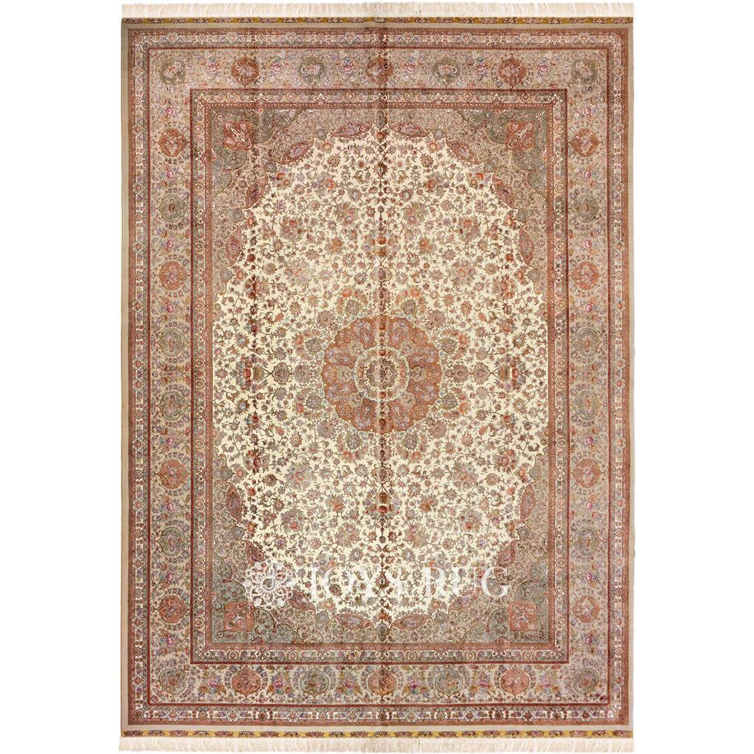 Wool and silk rugs for sale SMZR-4A 10x14 oriental Persian carpet