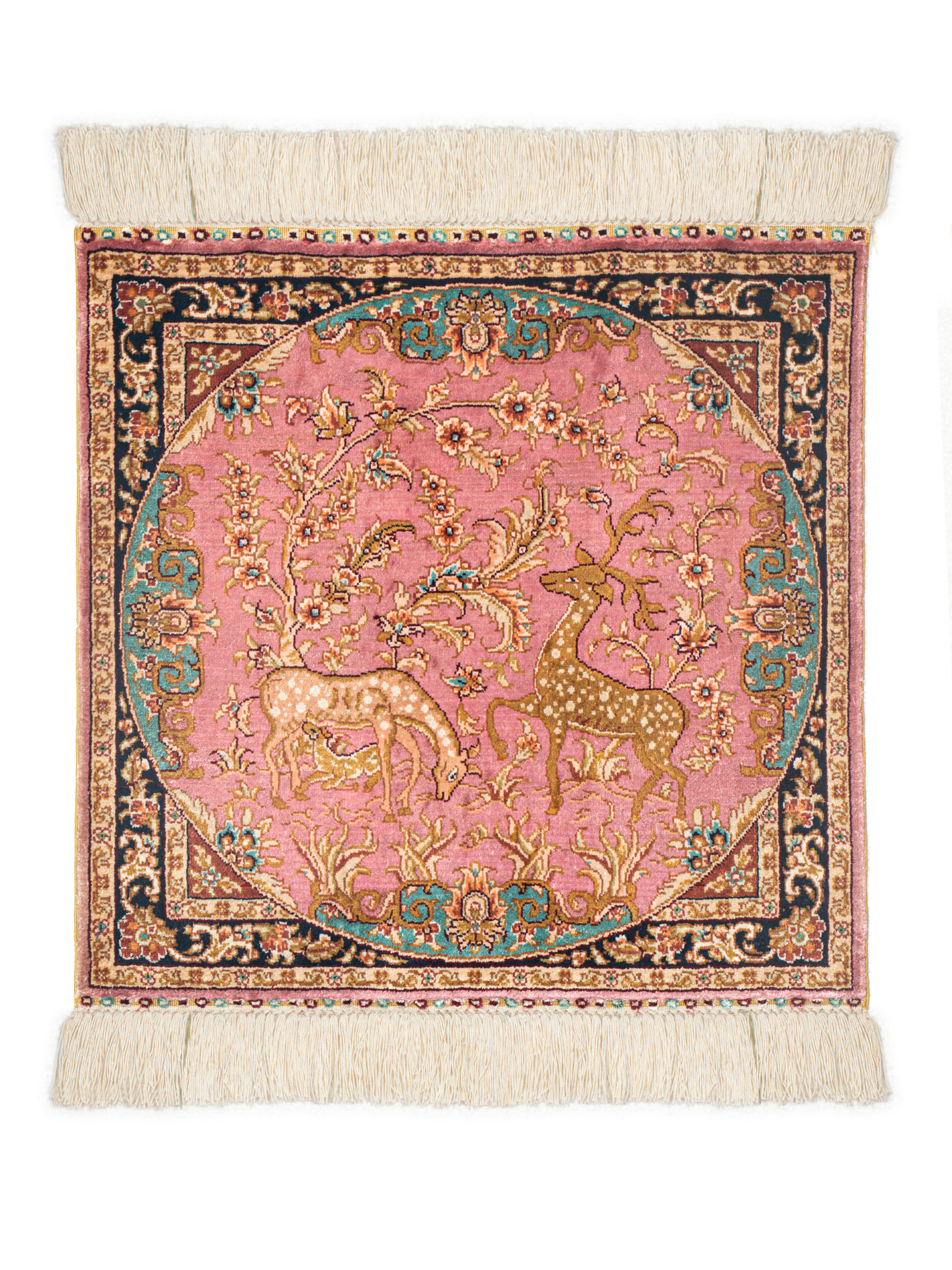 Silk Carpet Persian  Oriental For Living Room  Tapestry Pink 004