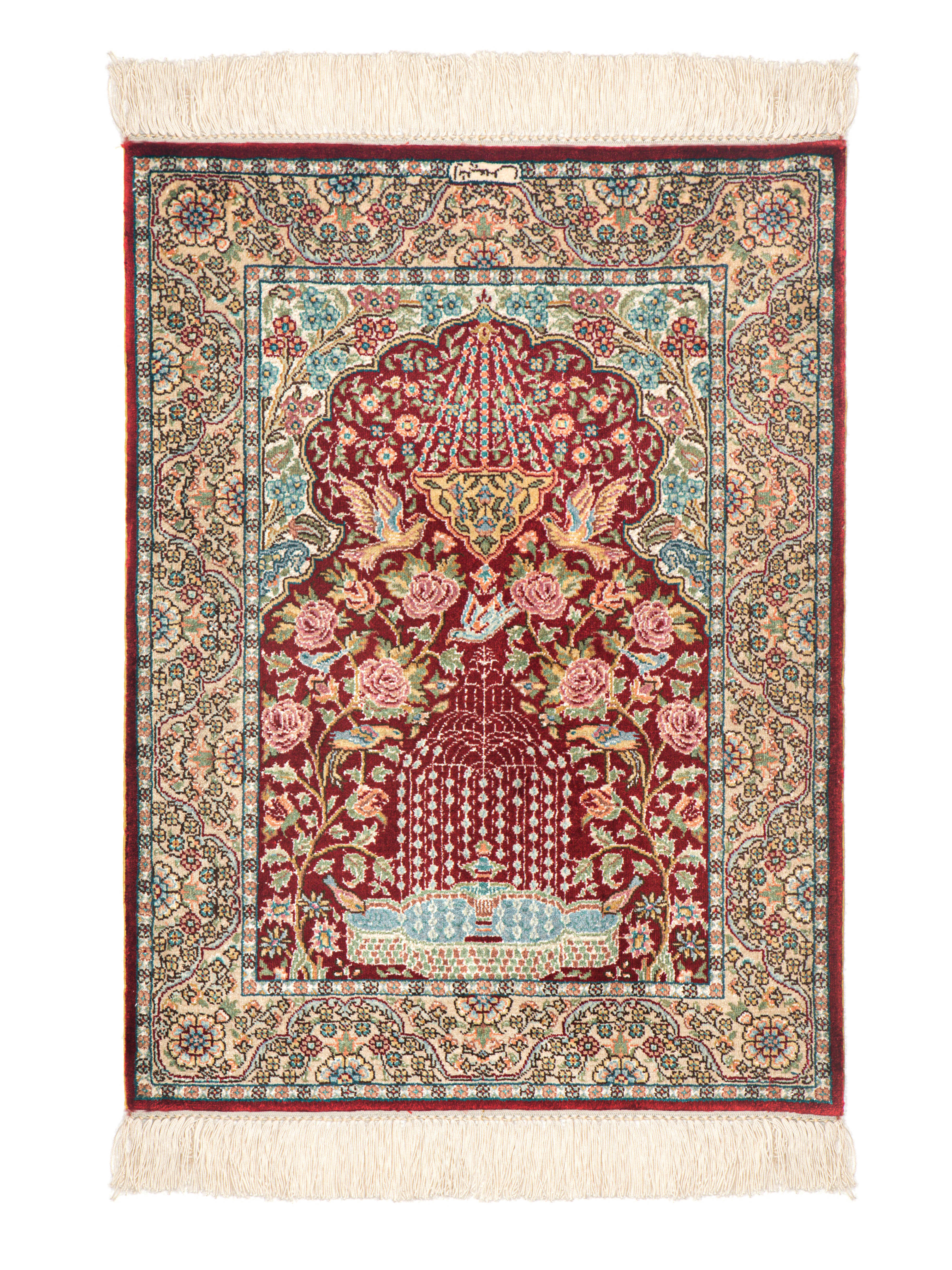 Silk  Carpet Persian  Vintage Oriental Bed Room Tapestry Red 013