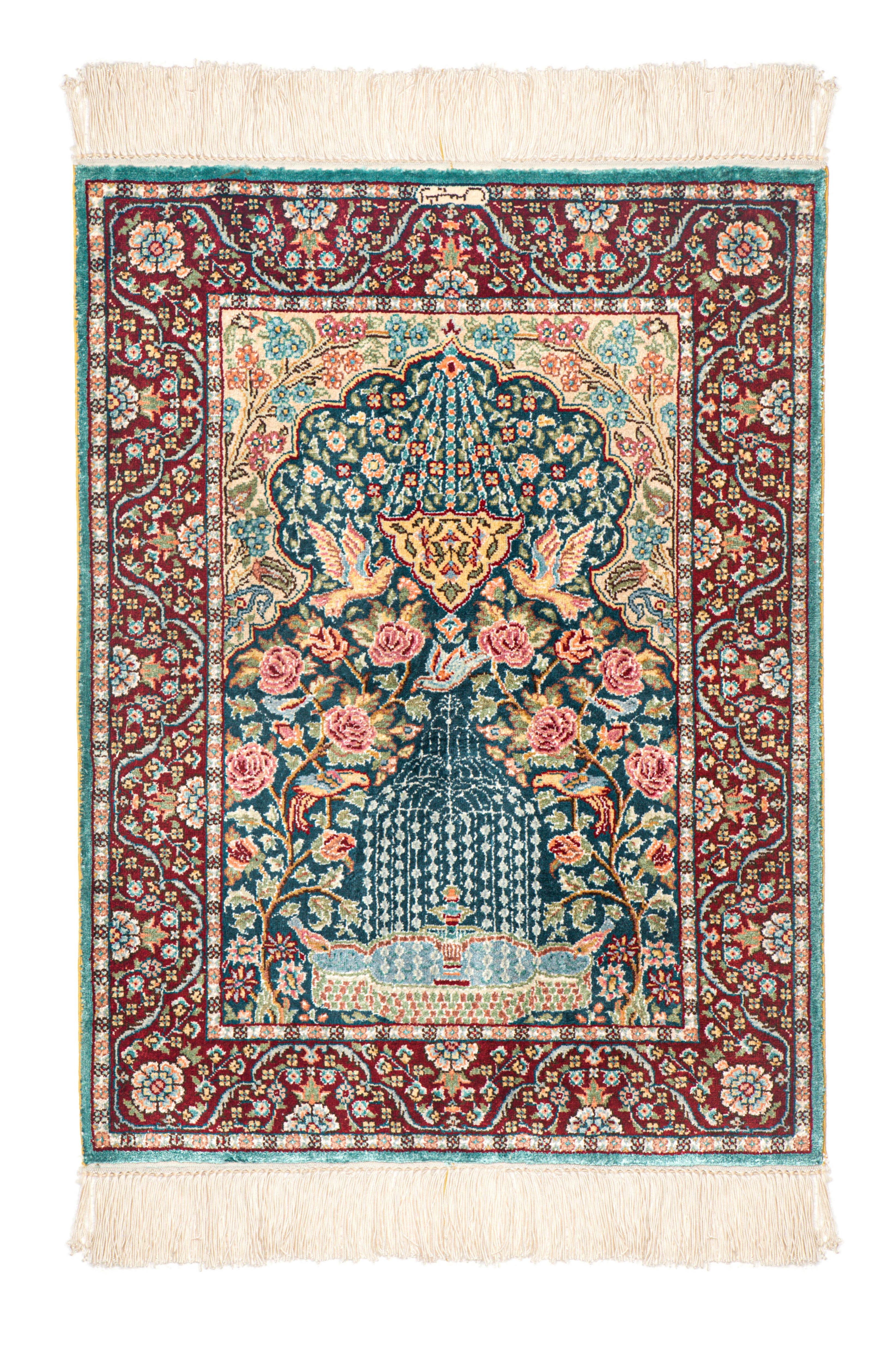 Silk Carpet Persian Style  Bed Room Vintage Classic Hand Made Bule Tapestry  021