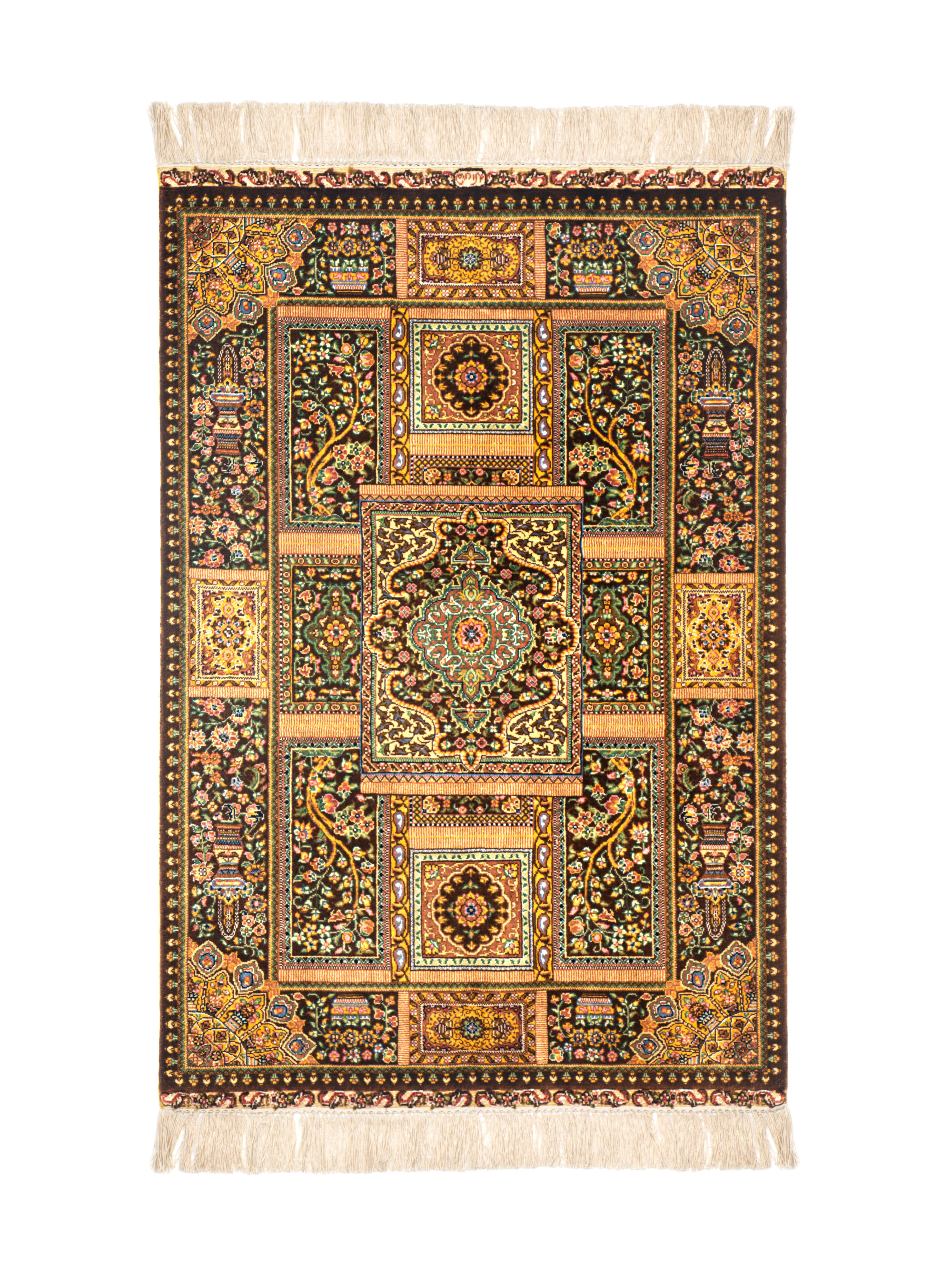 Silk Carpet Persian Style Living Room Vintage Classic Hand Made Orange Tapestry 058