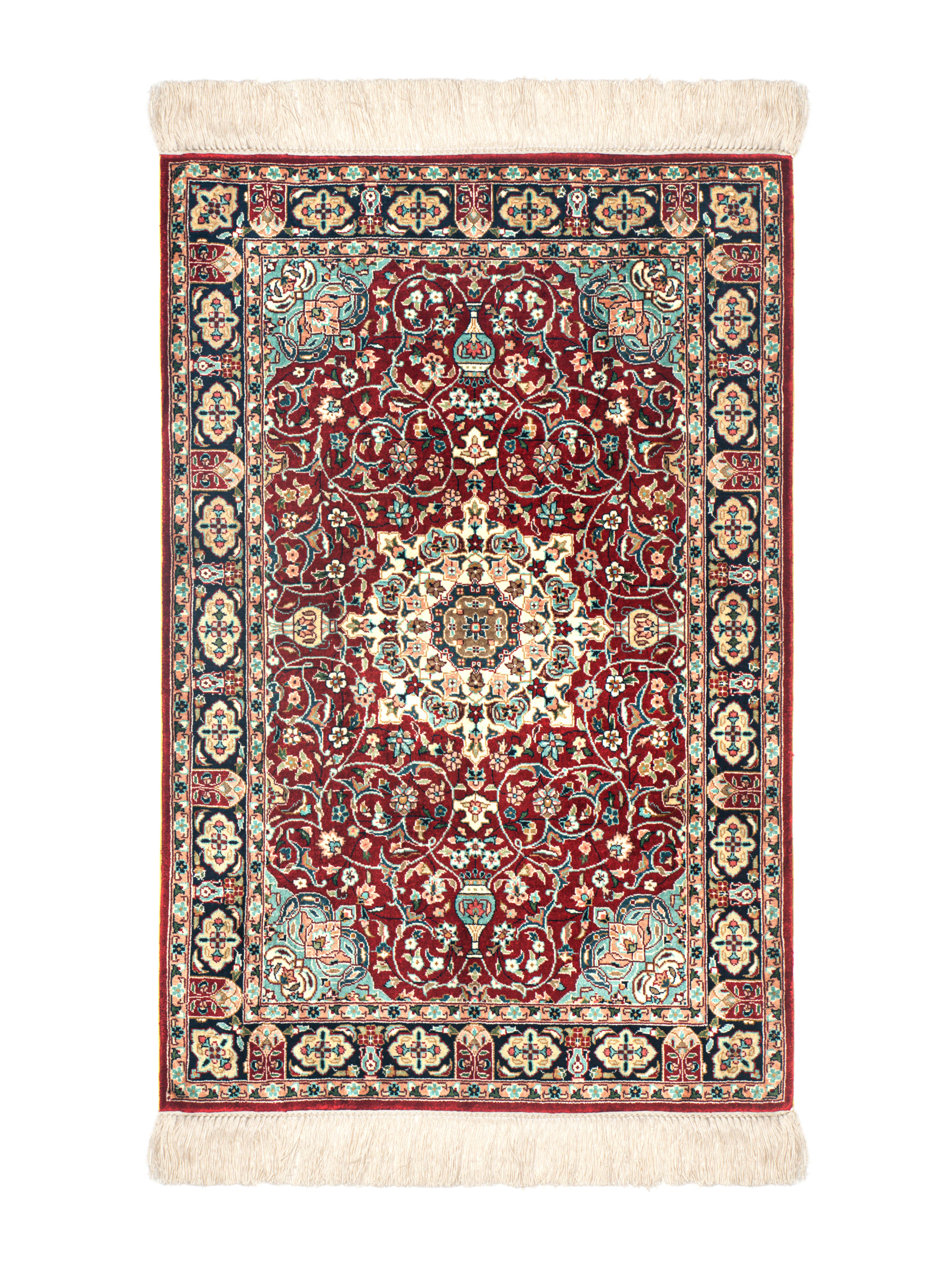 Silk Rug Persian Style Living Room Vintage Classic Hand Knotted Red Tapestry 073