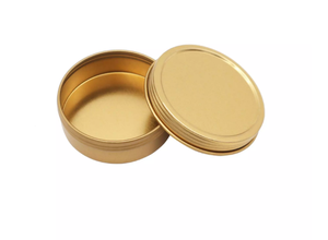 2 OZ gold round shaped small tin cans for candles 
