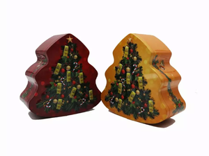Caja de hojalata de regalo de Navidad en forma de árbol para el embalaje de dulces