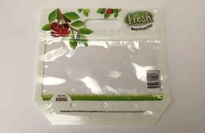 sacchetto di ciliegia in plastica stampato per uso alimentare con cerniera