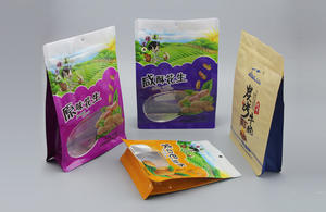 Imballaggi alimentari stampati personalizzati sacchetti di fondo in blocchi di plastica con cerniera