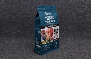 Sacchetto di imballaggio per alimenti per animali a fondo piatto stampato personalizzato con cerniera