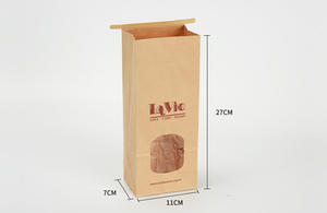 Brown Block Bottom Paper Bag With Window And Tin Tie