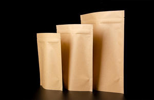 Brown Kraft Paper Doypack Stand Up Pouch con Ziplock