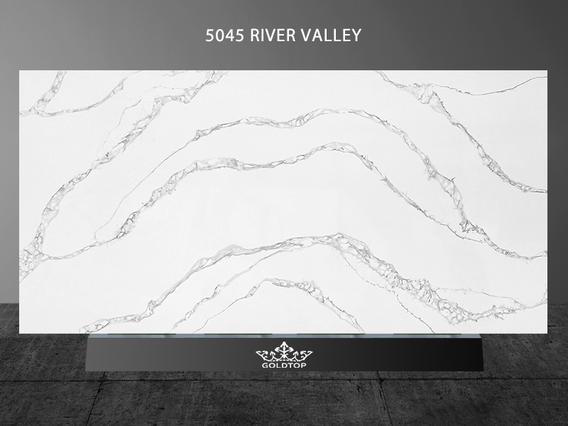 River Valley Texture Calacatta White Quartz Stone