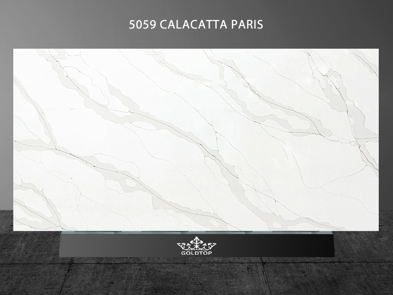 Paris Calacatta Series Quartz White Babylon gray Stripe 