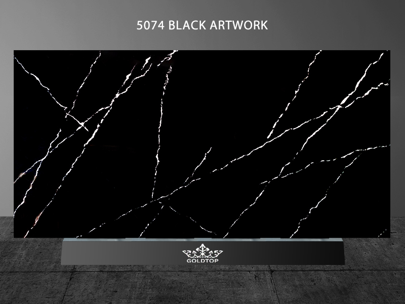 Black Artwork Calacatta Series Quartz White Texture 