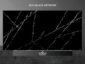 Black Artwork Calacatta Series Quartz White Texture 