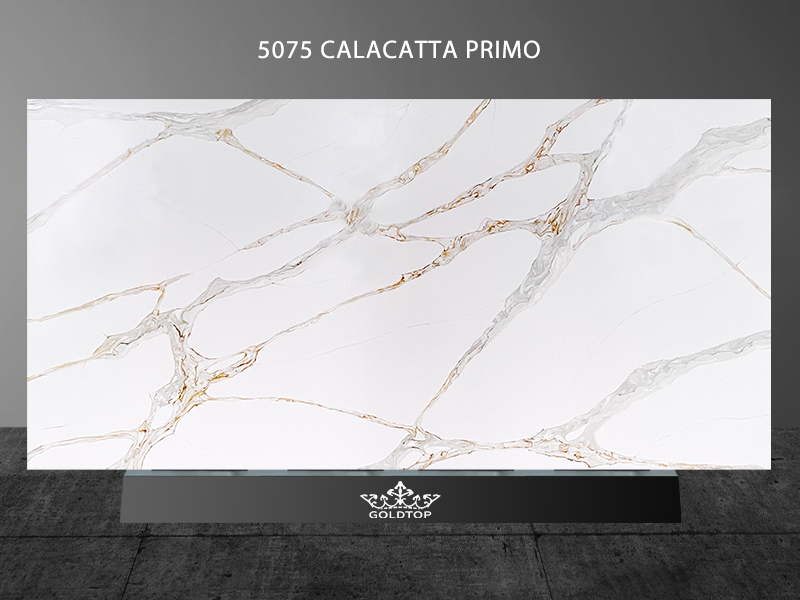 Calacatta Series Primo Quartz White Gold Stripe Wholesale