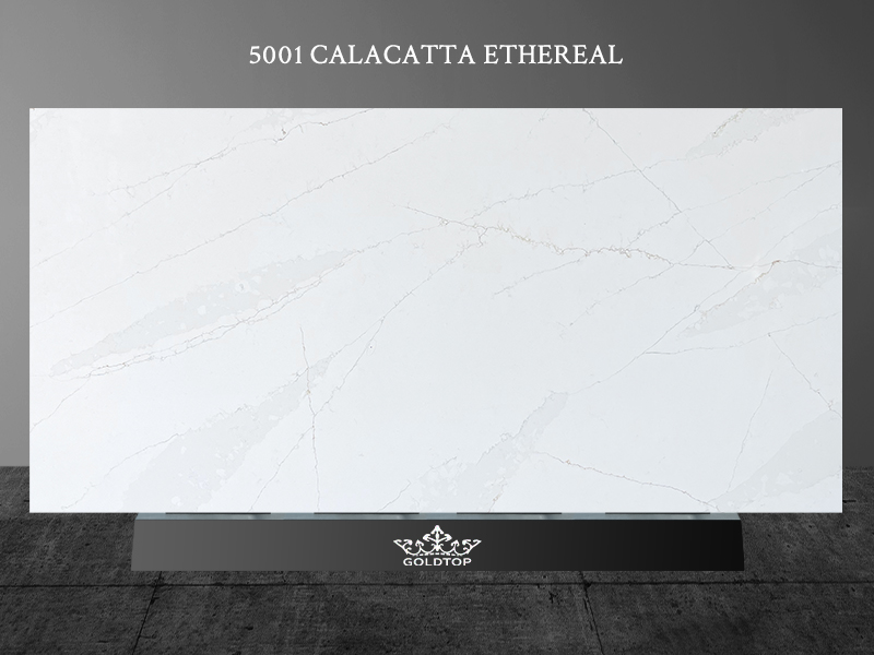 Calacatta Ethereal Quartz Prefabricated Countertop