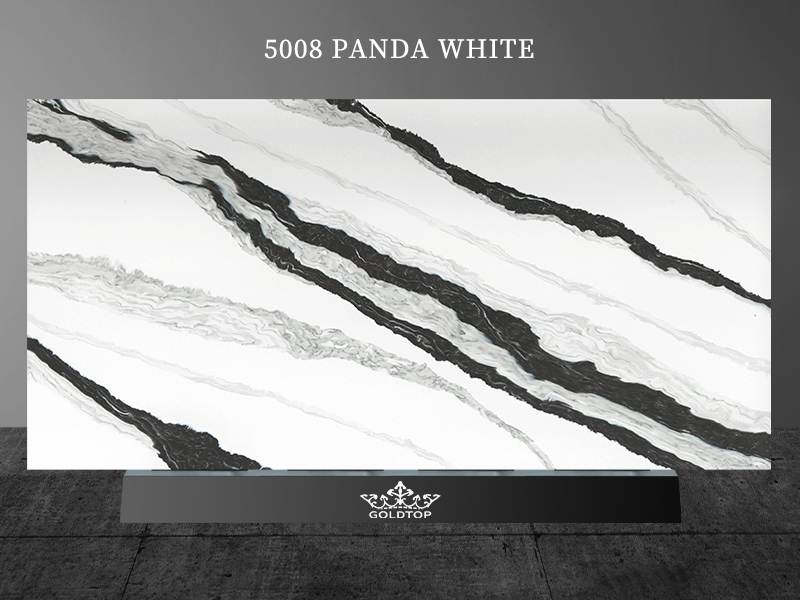 Calacatta Grey Panda White Quartz Black stripe Honed 5008