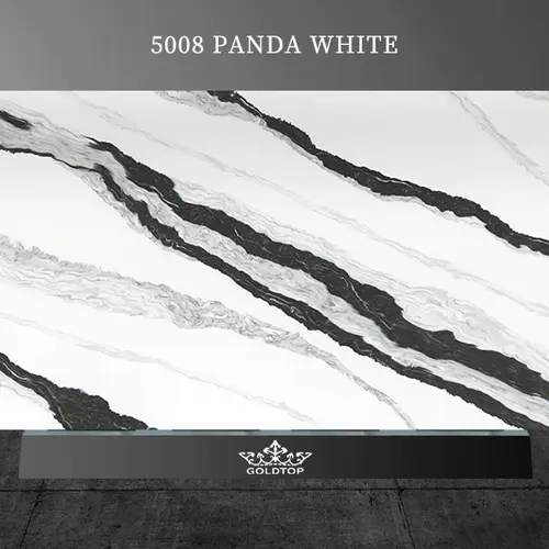 Calacatta Grijs Panda Wit Kwarts Zwart gestreept Gezoet 5008