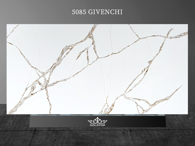 Givenchi Quartz Slabs White With Gold Vein Wholesale 5085