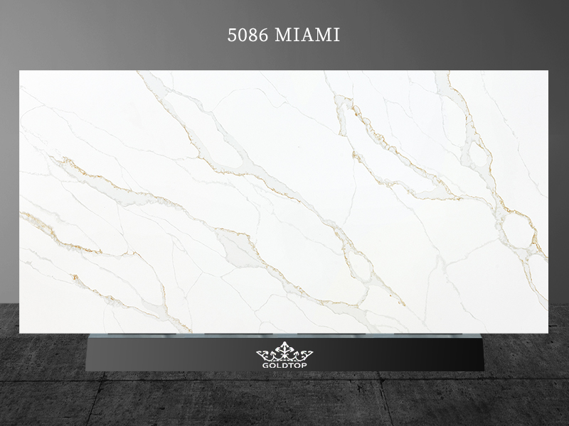 Calacatta Miami White Quartz Slab Countertops Wholesale 5086